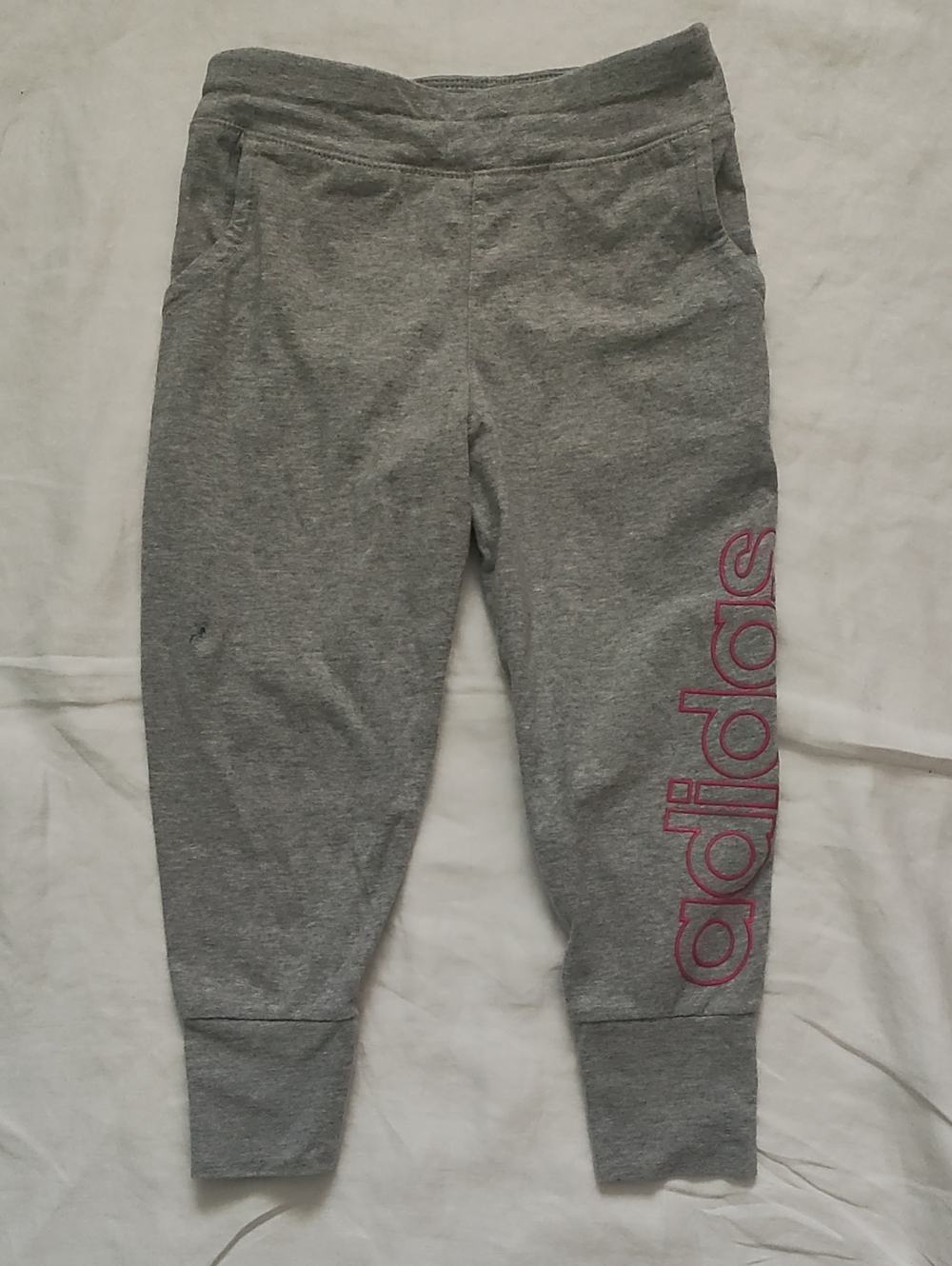 adidas Gray Jogger Pants with Pink Side Logo